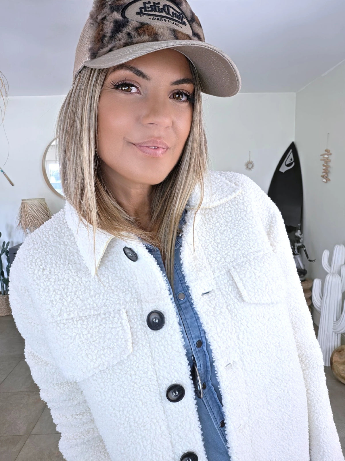 Veste en bouclette écrue