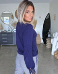 Cardigan bleu marine à maille douce - 𝐌𝐚𝐫𝐢𝐧𝐚𝟒𝟒𝐟𝐚𝐦𝐢𝐥𝐲