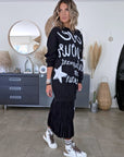 Robe noire à inscriptions - 𝐌𝐚𝐫𝐢𝐧𝐚𝟒𝟒𝐟𝐚𝐦𝐢𝐥𝐲