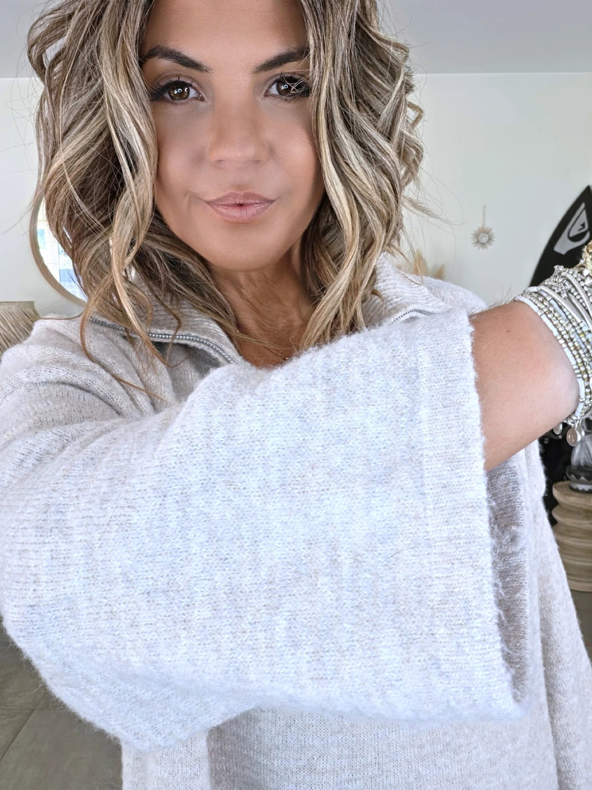 Robe écrue chinée à maille douce - 𝐌𝐚𝐫𝐢𝐧𝐚𝟒𝟒𝐟𝐚𝐦𝐢𝐥𝐲