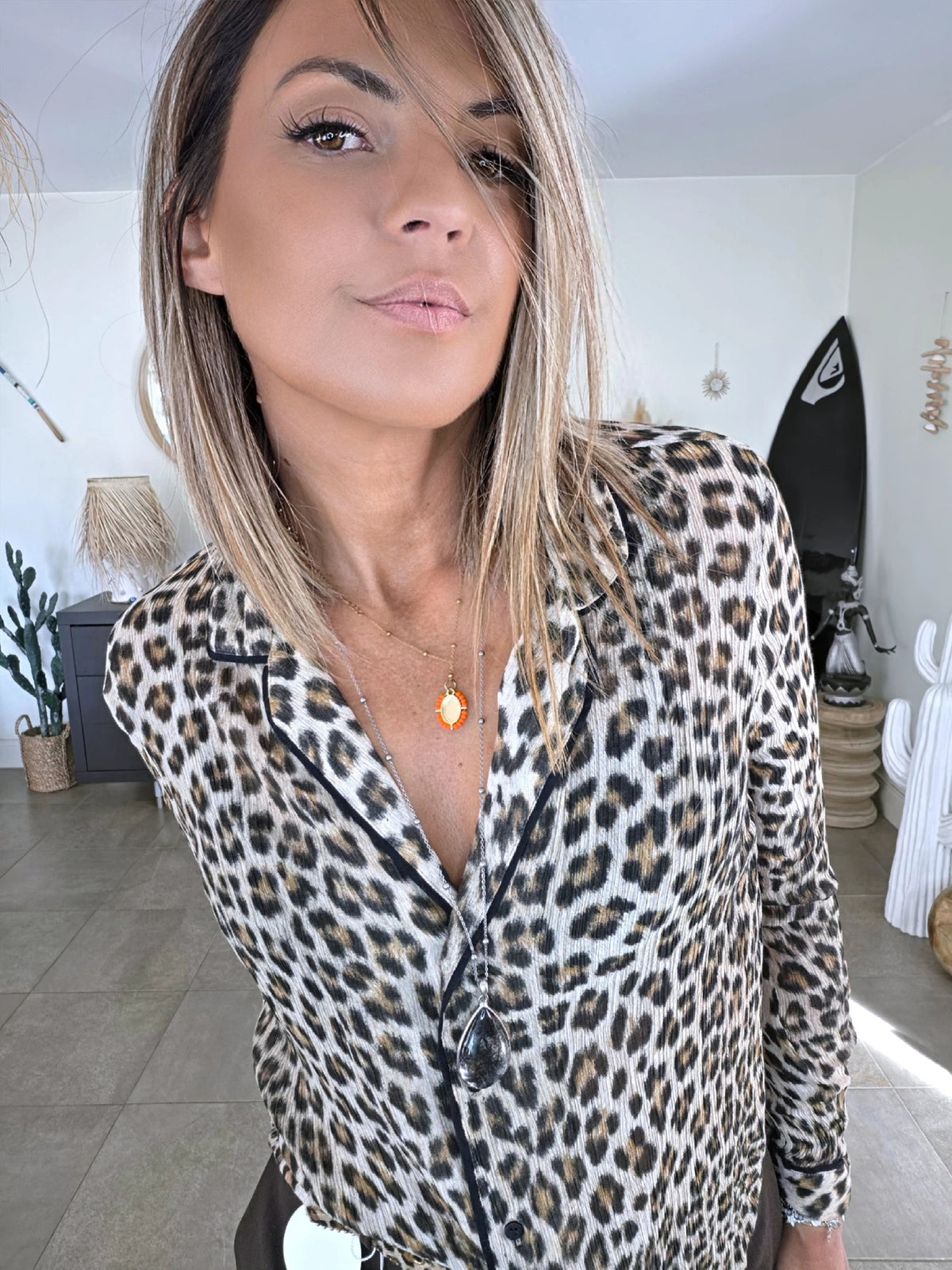 Chemise à imprimé léopard