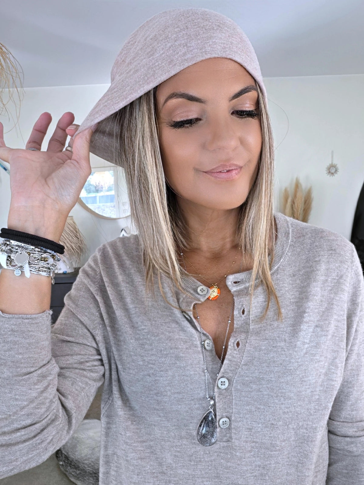 Bonnet beige chiné