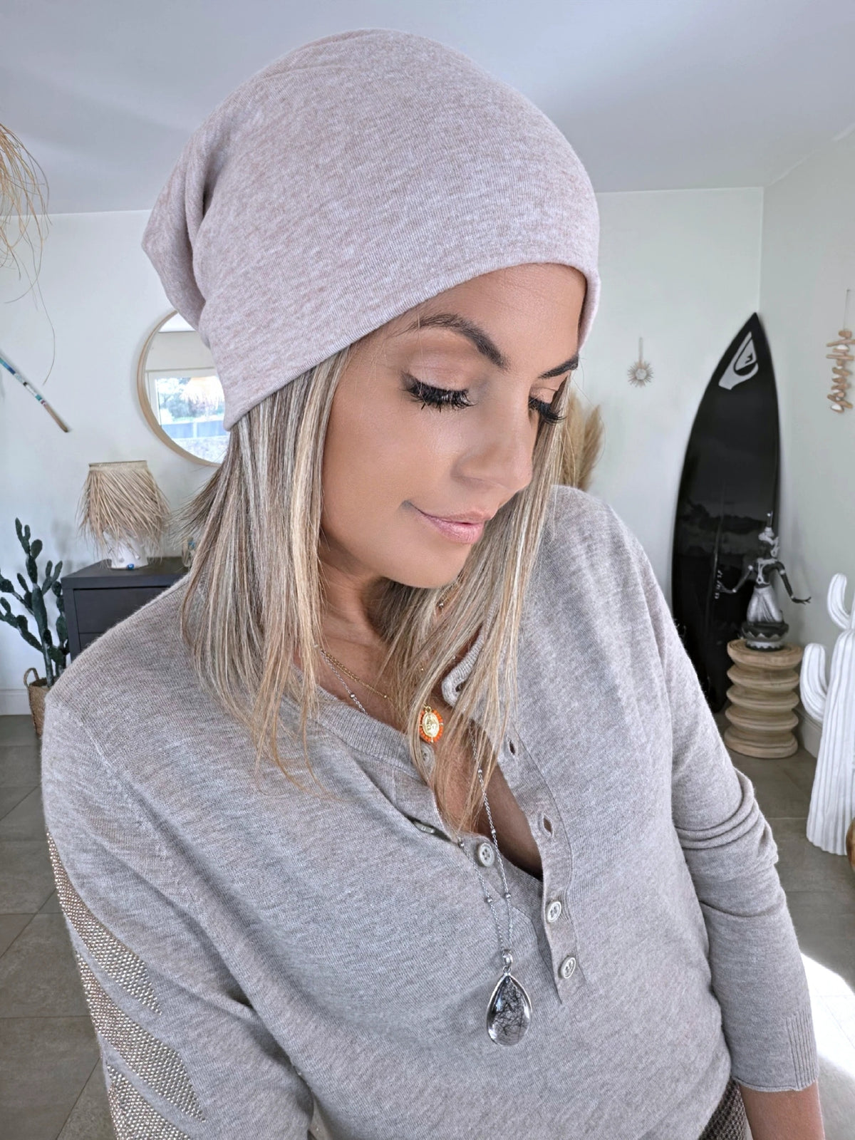 Bonnet beige chiné