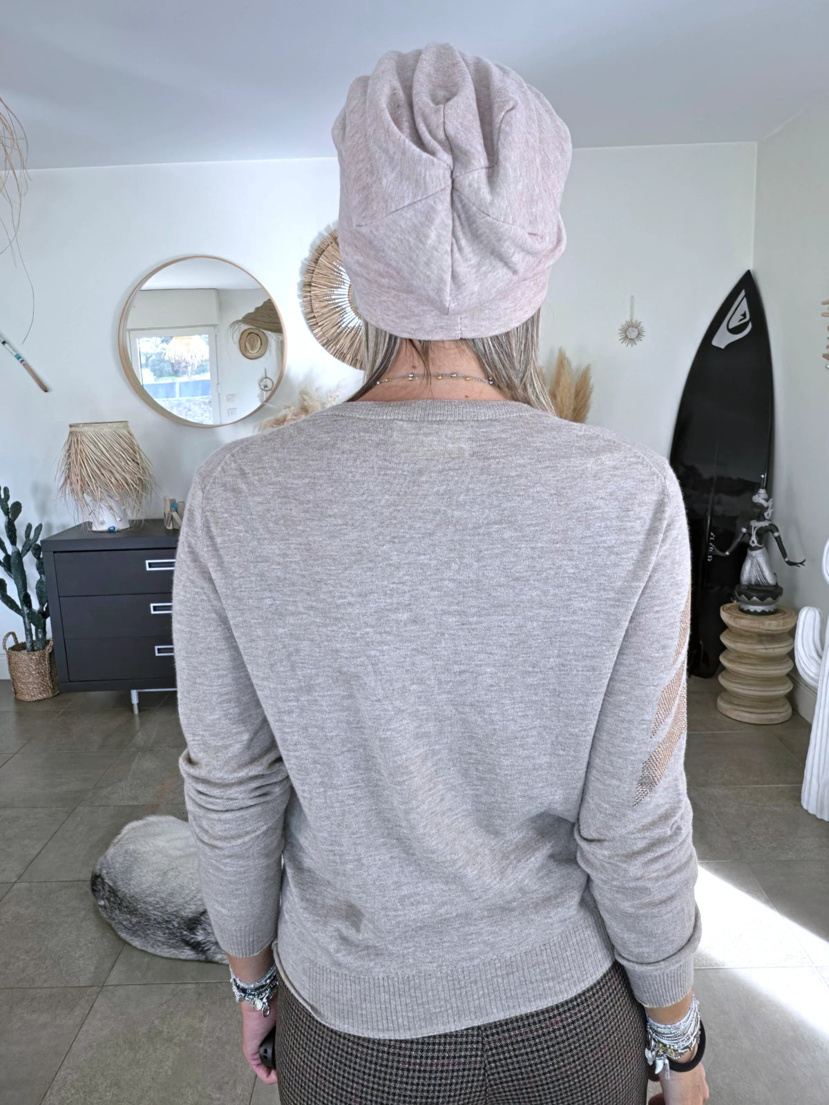 Bonnet beige chiné