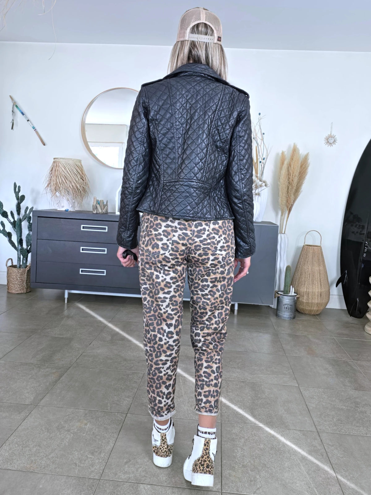 Perfecto noir matelassé 100% cuir