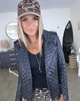 Perfecto noir matelassé 100% cuir