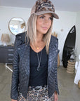 Perfecto noir matelassé 100% cuir