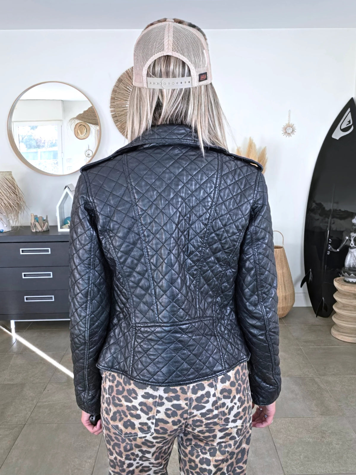 Perfecto noir matelassé 100% cuir