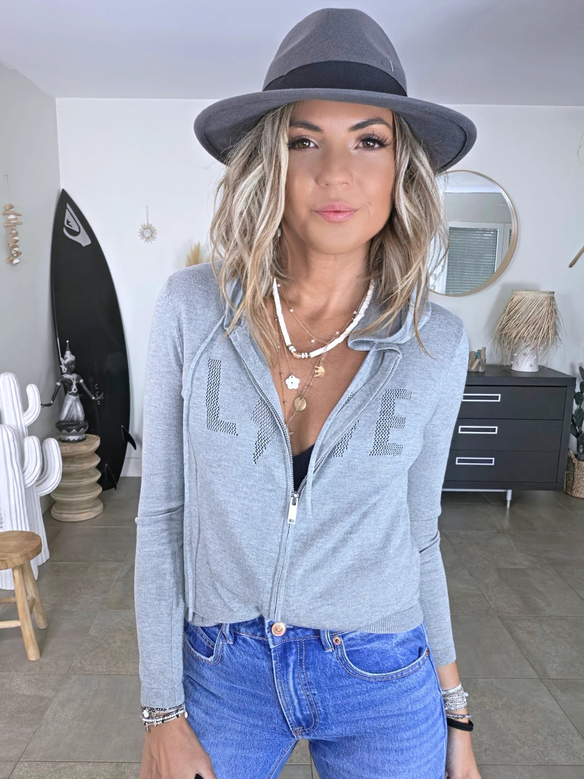 Cardigan gris "love"