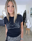 T-shirt noir muni de perles bijoux