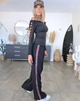 Pantalon noir à bandes latérales - 𝐌𝐚𝐫𝐢𝐧𝐚𝟒𝟒𝐟𝐚𝐦𝐢𝐥𝐲