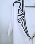Cardigan blanc à encolure en V profonde