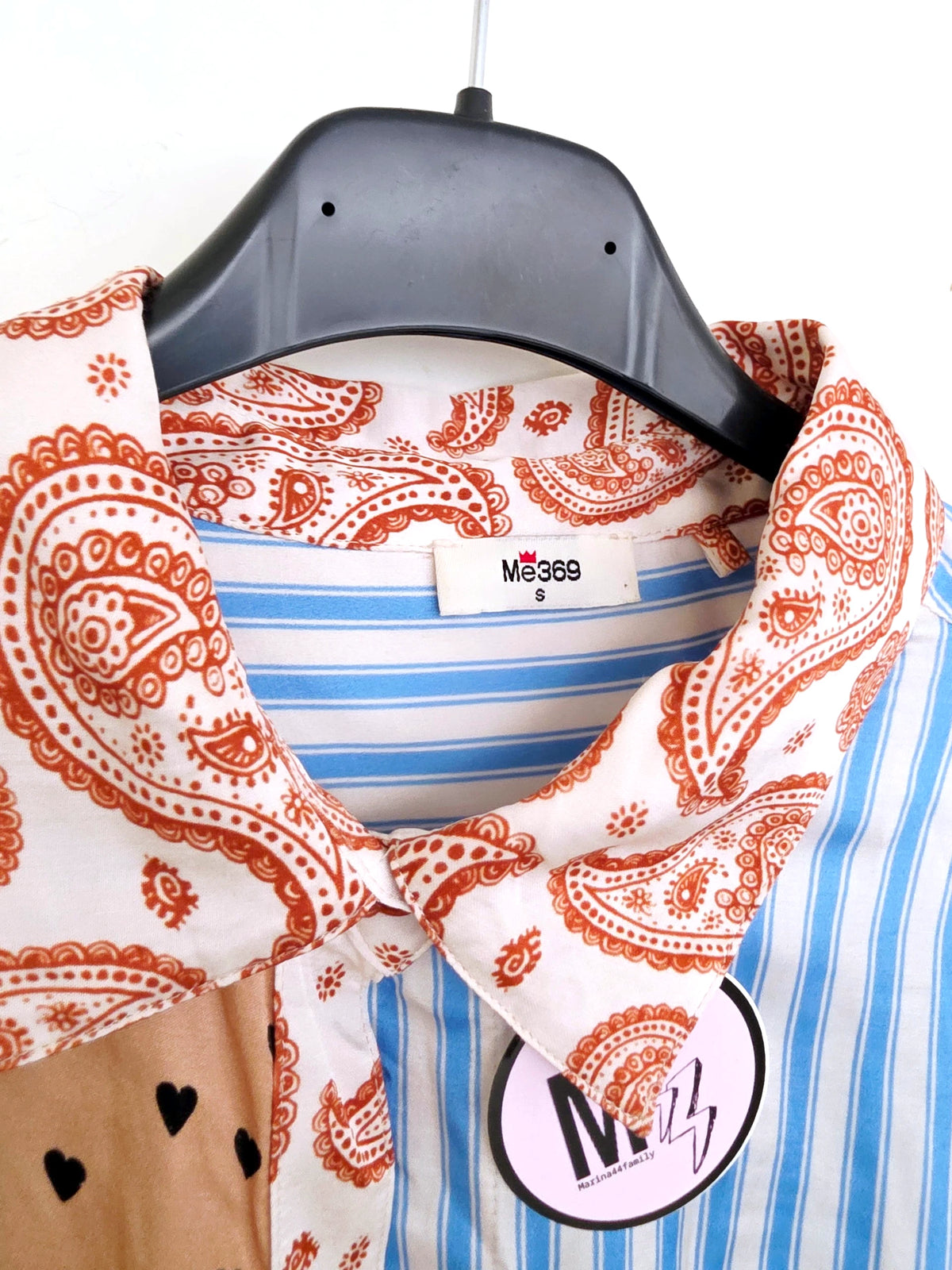 Chemise beige à imprimé et inscriptions