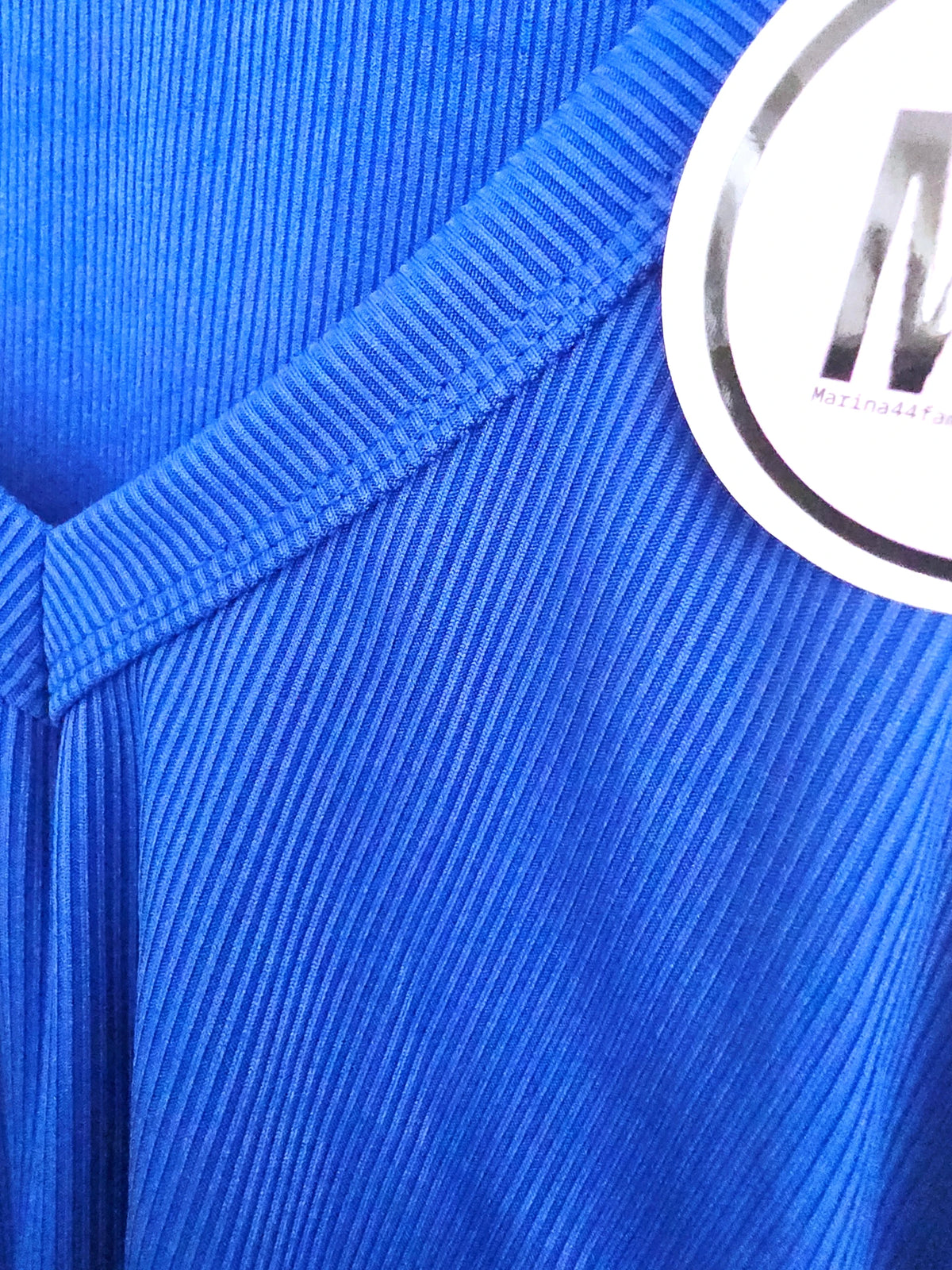 Débardeur bleu roi à maille côtelée extensible avec fronces