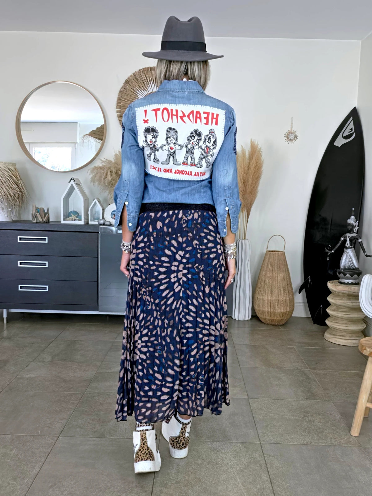 Jupe longue bleu marine à imprimé - 𝐌𝐚𝐫𝐢𝐧𝐚𝟒𝟒𝐟𝐚𝐦𝐢𝐥𝐲