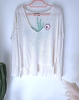 Pull blanc cassé à inscriptions au dos vert vif - 𝐌𝐚𝐫𝐢𝐧𝐚𝟒𝟒𝐟𝐚𝐦𝐢𝐥𝐲