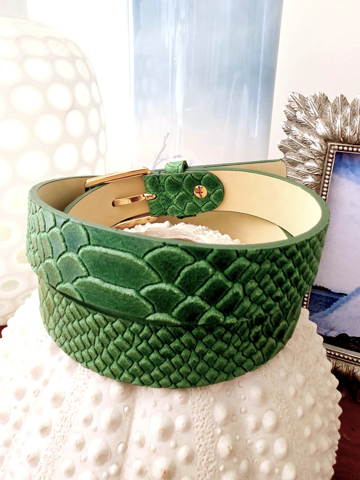 Ceinture verte 100% cuir