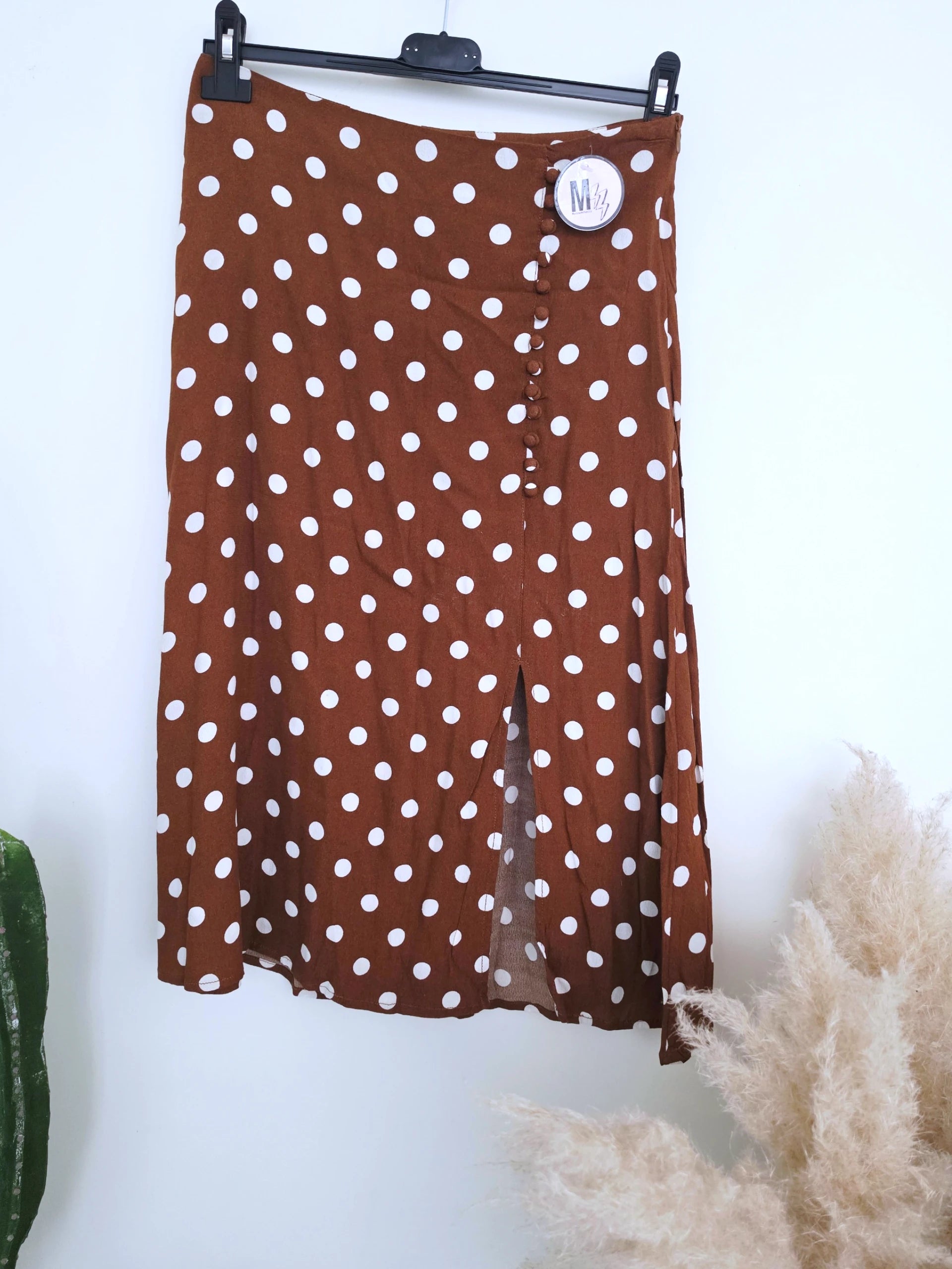 Jupe marron à pois