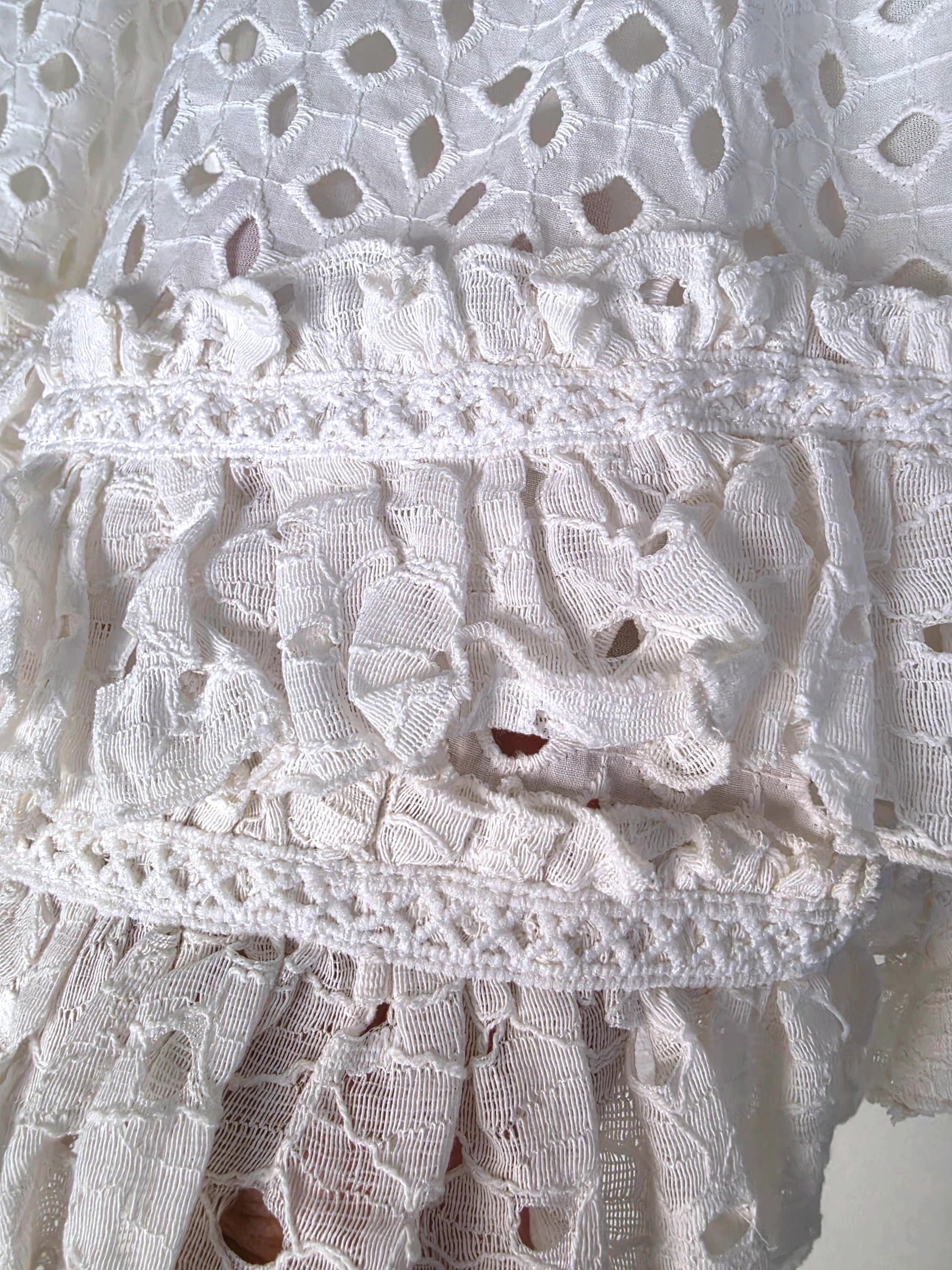 Ensemble blanc chemise + short à broderie anglaise