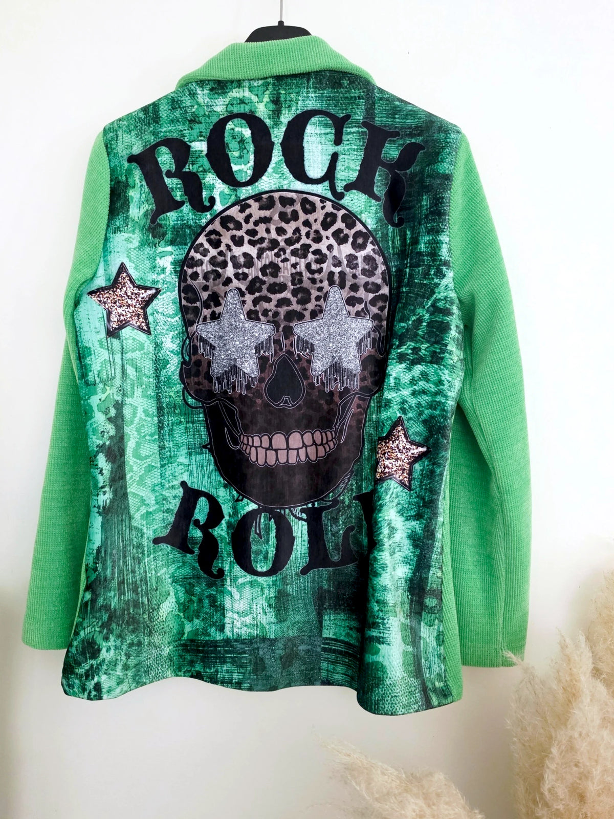 Veste velours ras vert "rock"