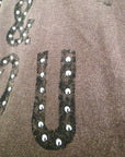T-shirt kaki à inscriptions "rock" avec perles bijoux