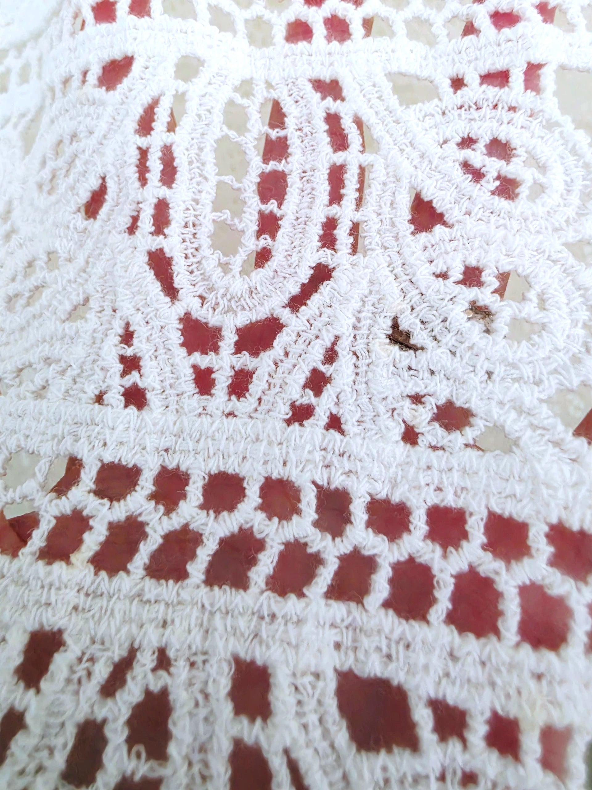 Top blanc en maille crochet