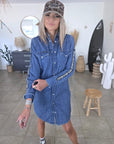 Robe en jean bleu avec bandes latérales - 𝐌𝐚𝐫𝐢𝐧𝐚𝟒𝟒𝐟𝐚𝐦𝐢𝐥𝐲