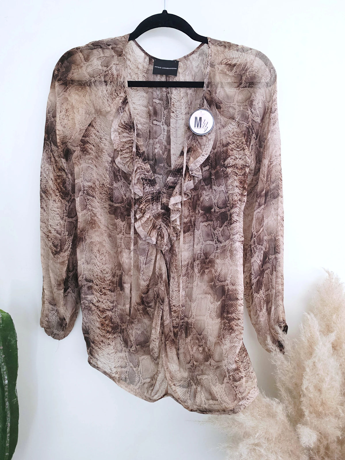 Blouse à imprimé python marron - 𝐌𝐚𝐫𝐢𝐧𝐚𝟒𝟒𝐟𝐚𝐦𝐢𝐥𝐲