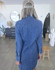 Robe en jean bleu avec bandes latérales - 𝐌𝐚𝐫𝐢𝐧𝐚𝟒𝟒𝐟𝐚𝐦𝐢𝐥𝐲