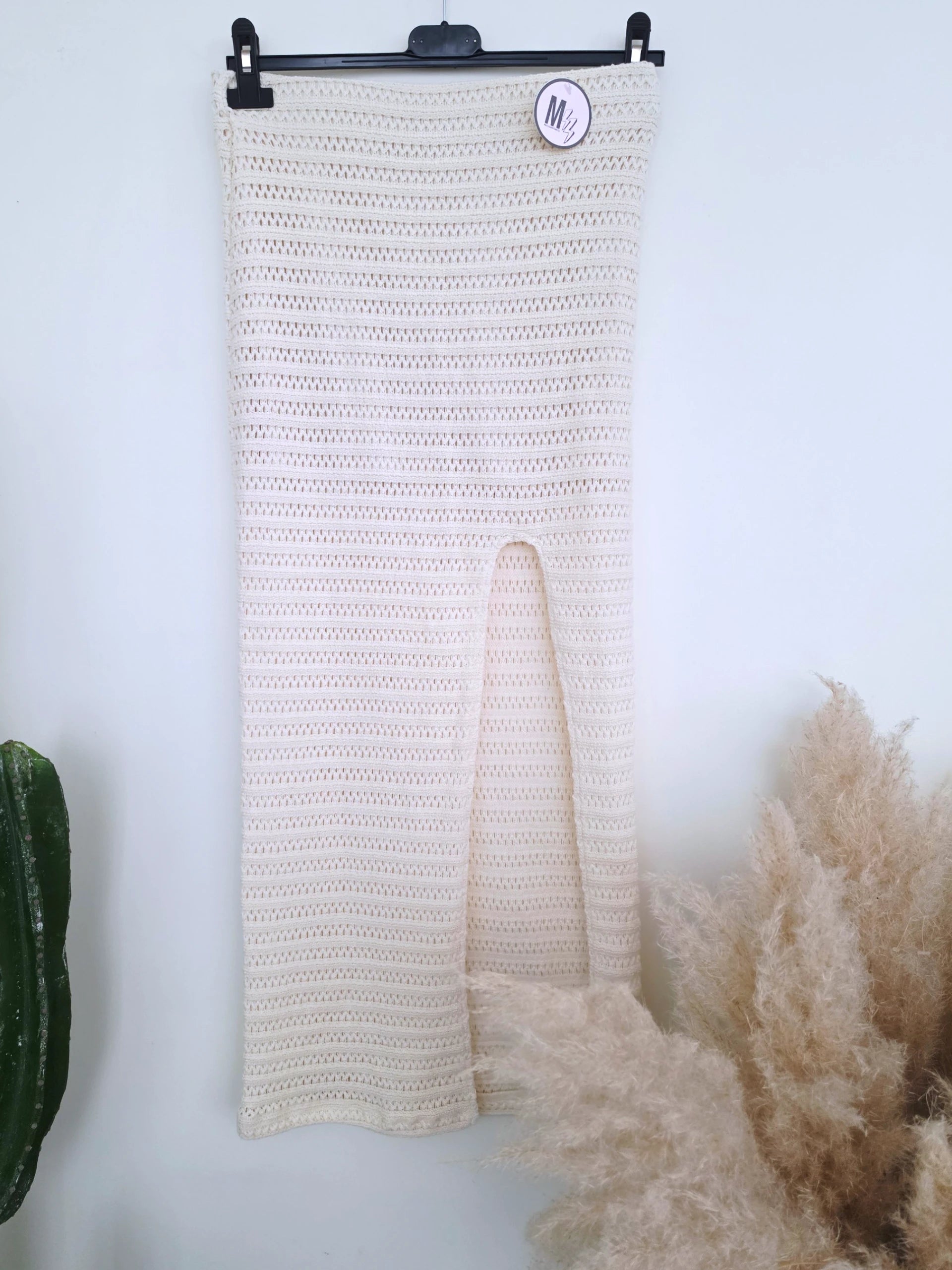 Jupe 7/8e blanc cassé en crochet