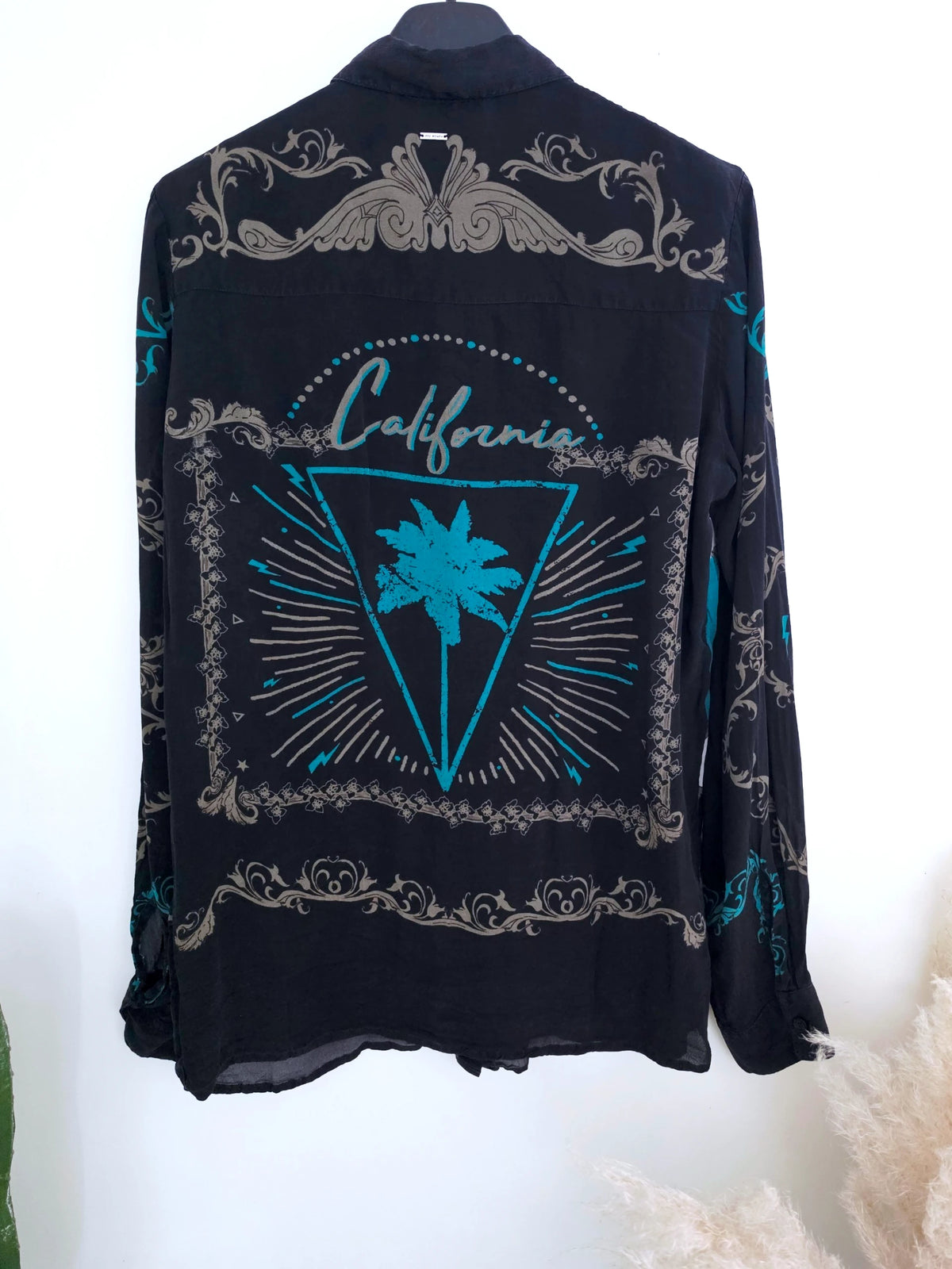 Chemise California noire à imprimé vert