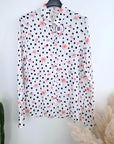 Chemise blanche à imprimé palmier et petit pois