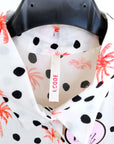 Chemise blanche à imprimé palmier et petit pois