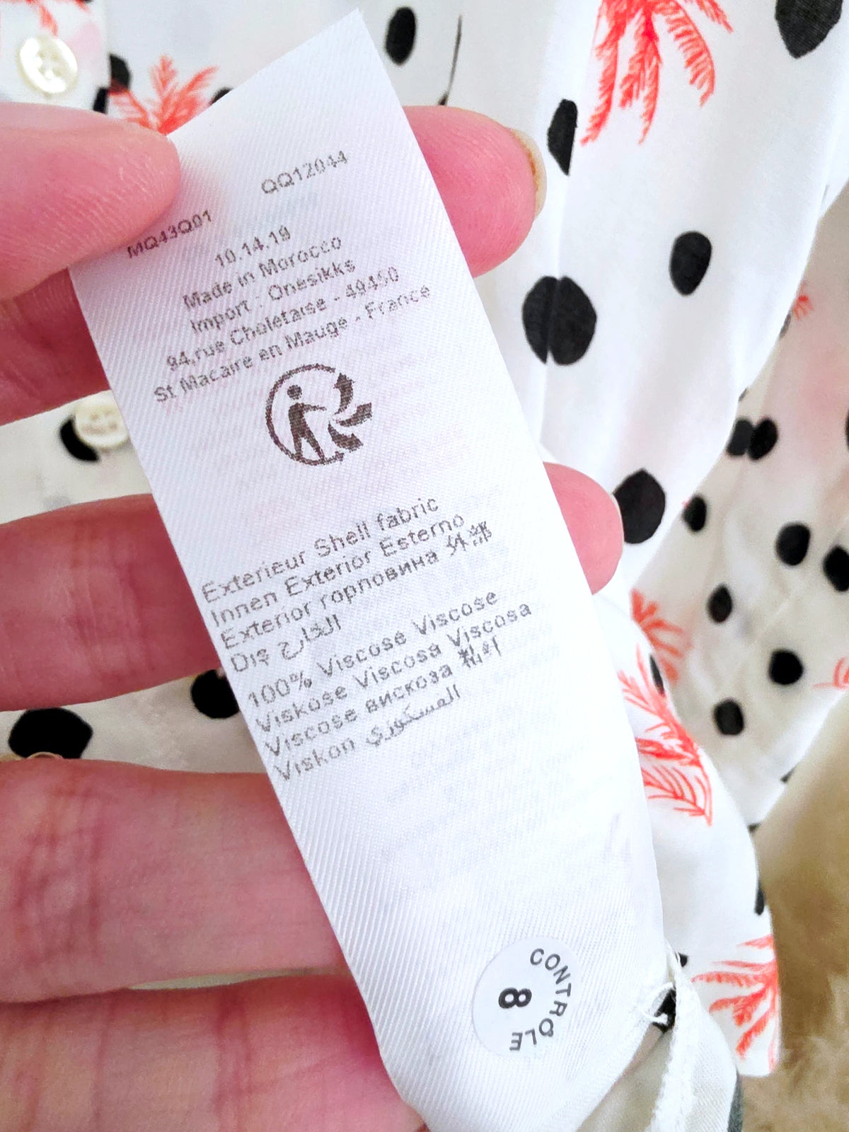 Chemise blanche à imprimé palmier et petit pois