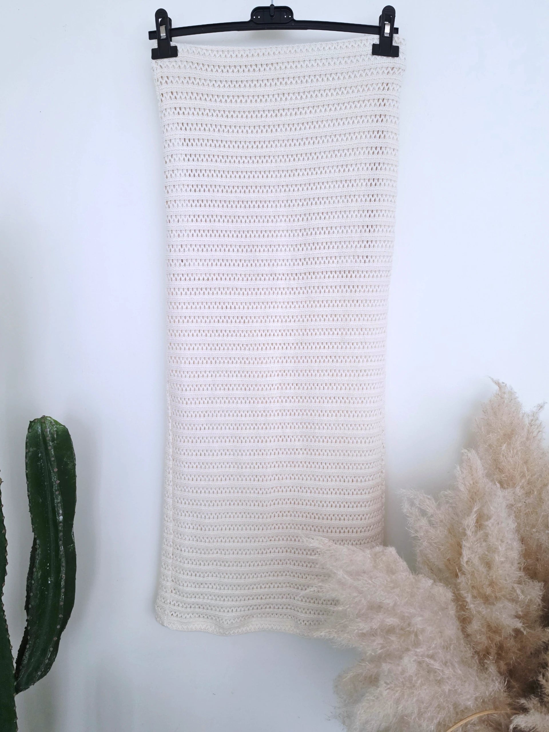 Jupe 7/8e blanc cassé en crochet