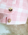 Chemise à carreaux rose avec dos en dentelle