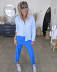 Pantalon bleu vif longueur 7/8è - 𝐌𝐚𝐫𝐢𝐧𝐚𝟒𝟒𝐟𝐚𝐦𝐢𝐥𝐲
