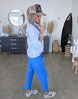 Pantalon bleu vif longueur 7/8è - 𝐌𝐚𝐫𝐢𝐧𝐚𝟒𝟒𝐟𝐚𝐦𝐢𝐥𝐲