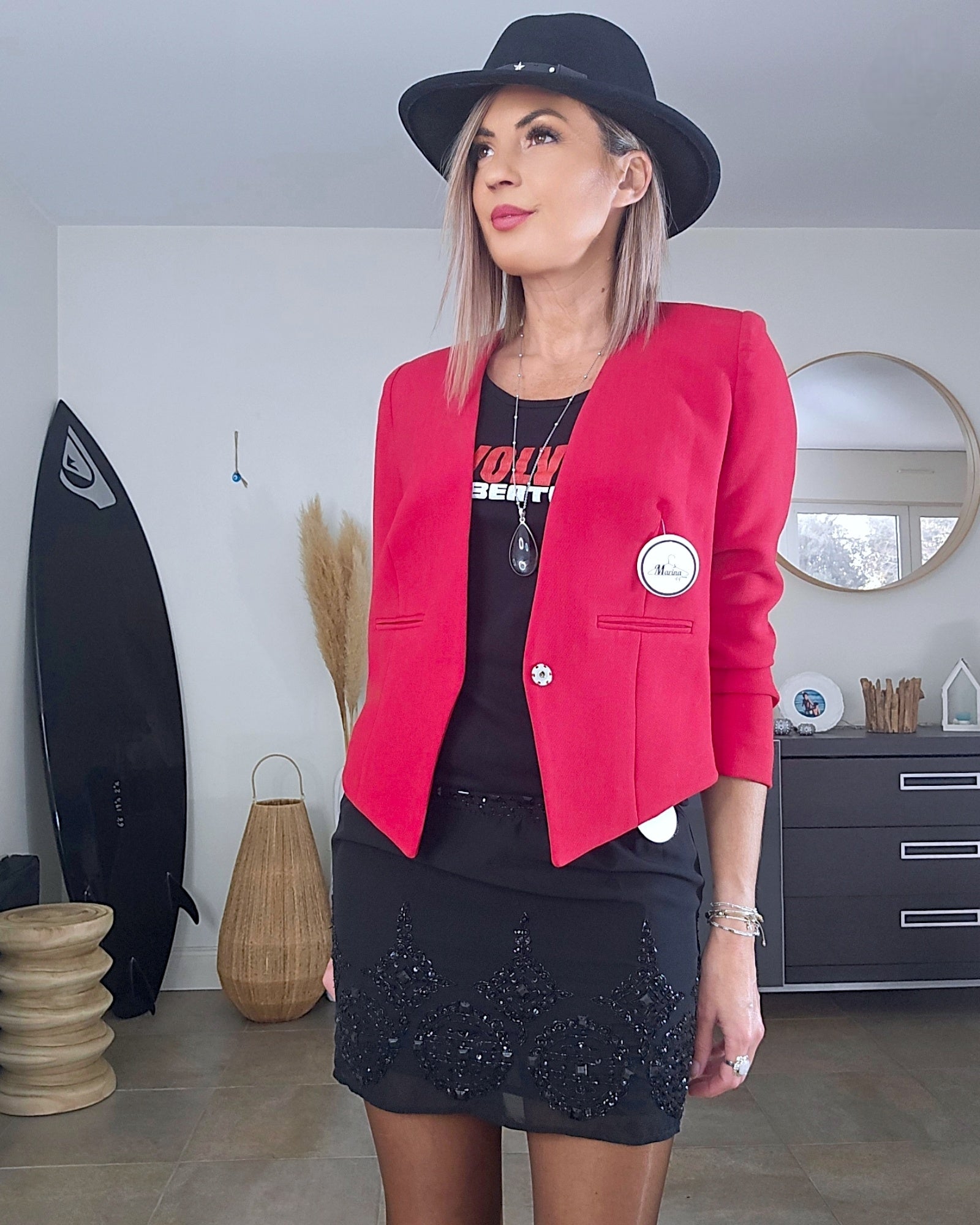 Veste red sans col
