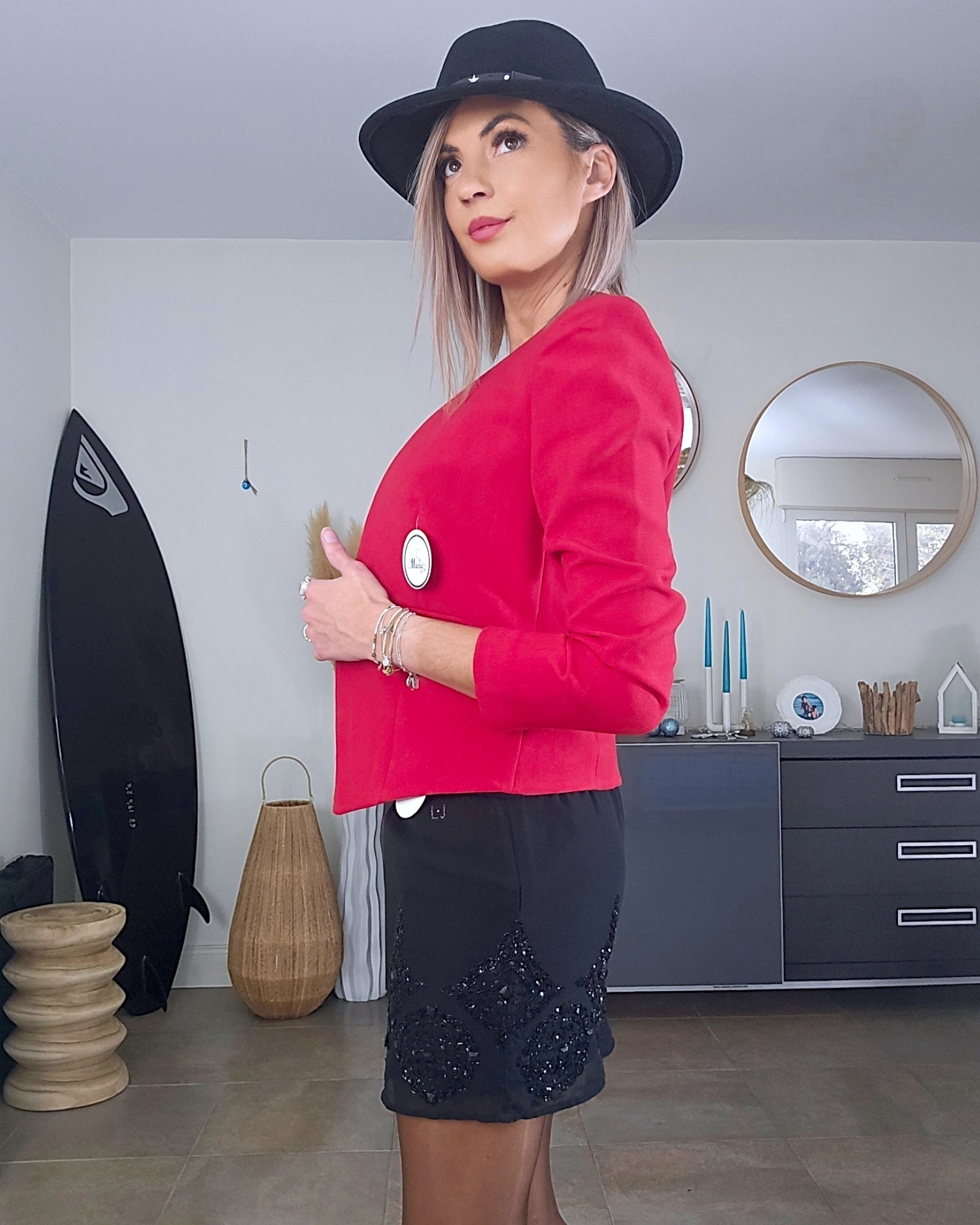 Veste red sans col