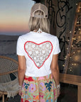 T-shirt blanc dos coeur en dentelle