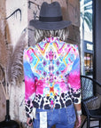 Veste cintrée à imprimé éthnique fluo
