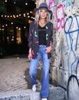 Blazer noir à tags fluo