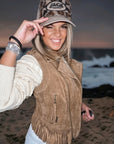 Veste marron taupe sans manche 100% cuir - 𝐌𝐚𝐫𝐢𝐧𝐚𝟒𝟒𝐟𝐚𝐦𝐢𝐥𝐲