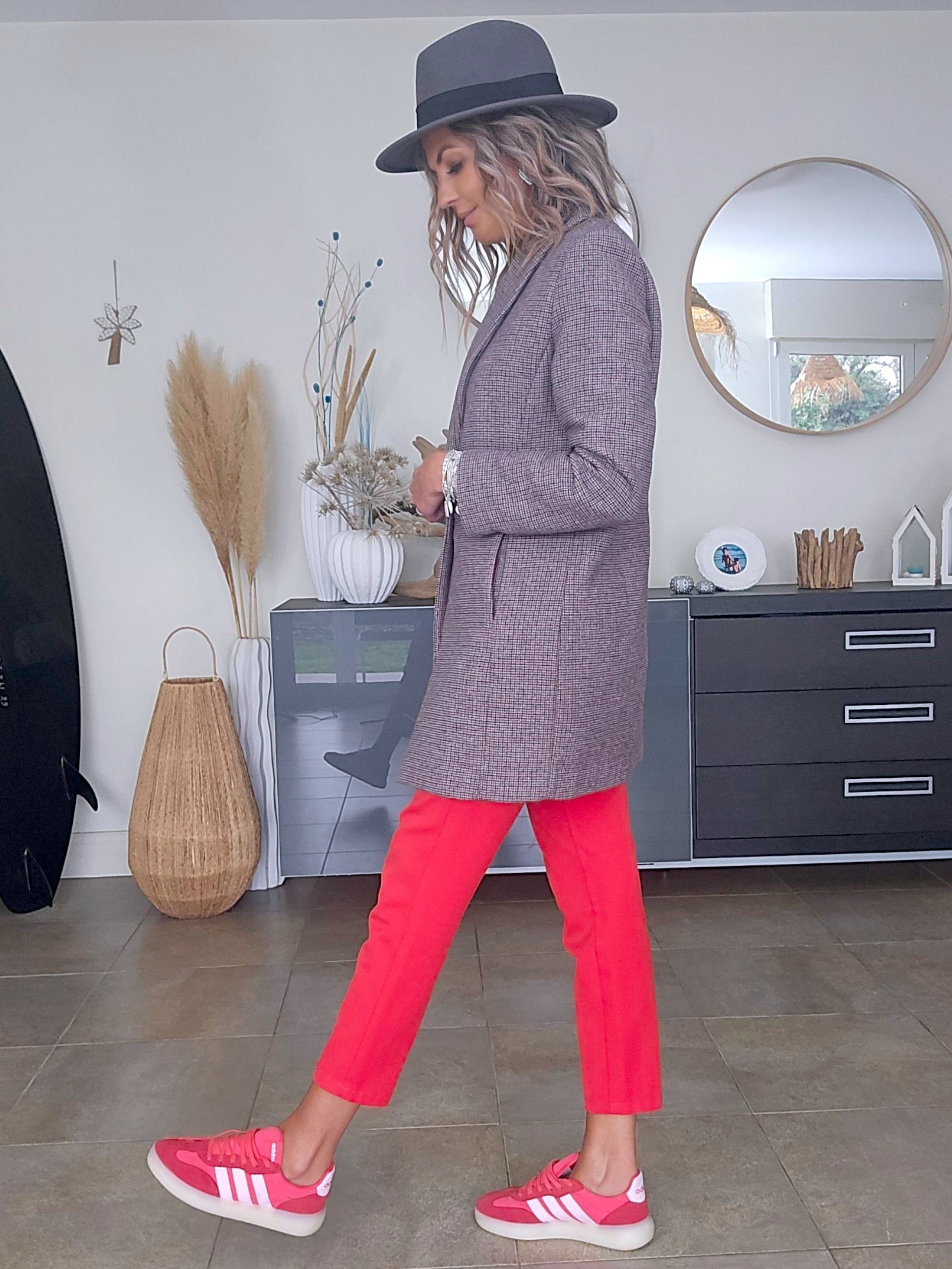 Manteau chaud pied-de-poule