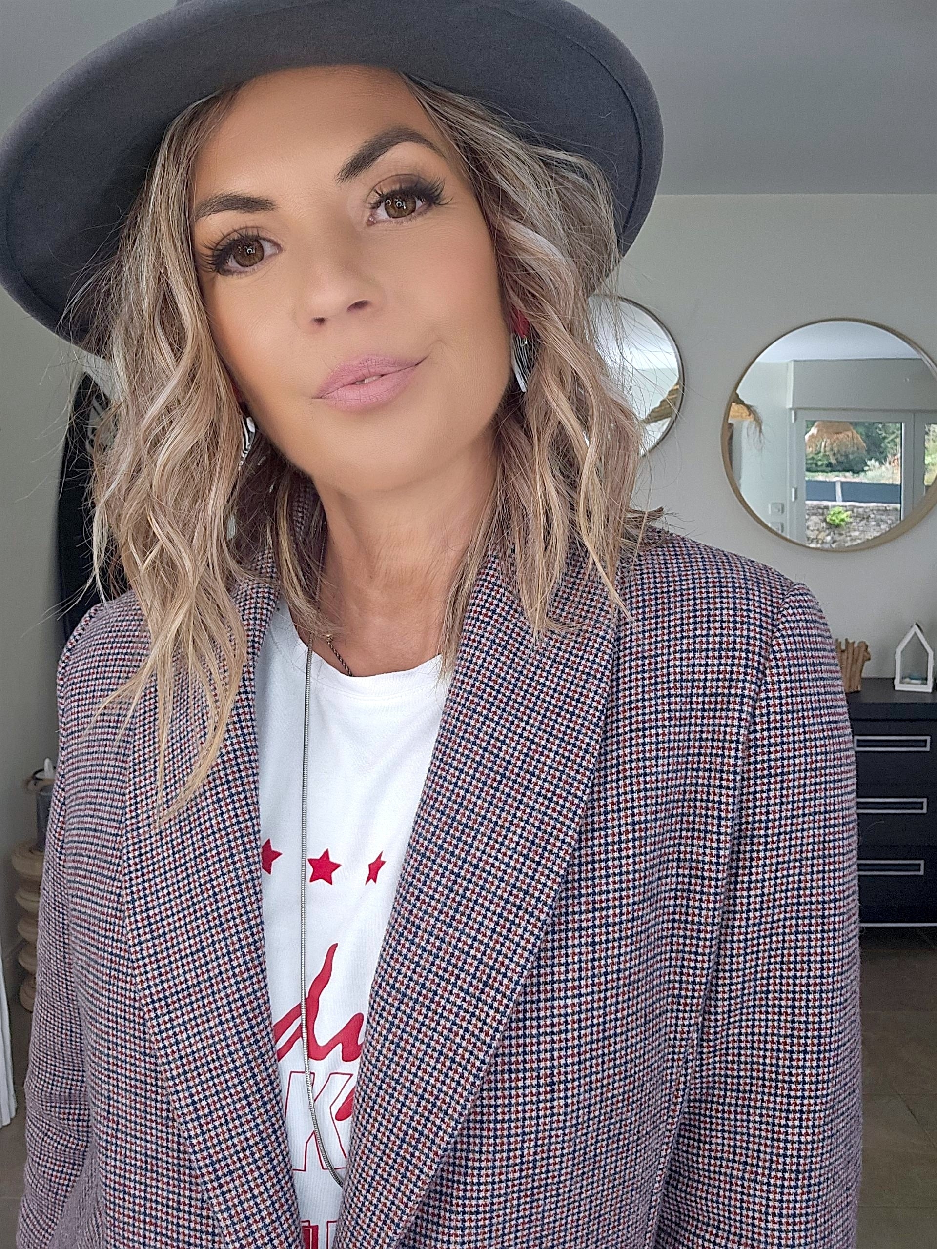 Manteau chaud pied-de-poule