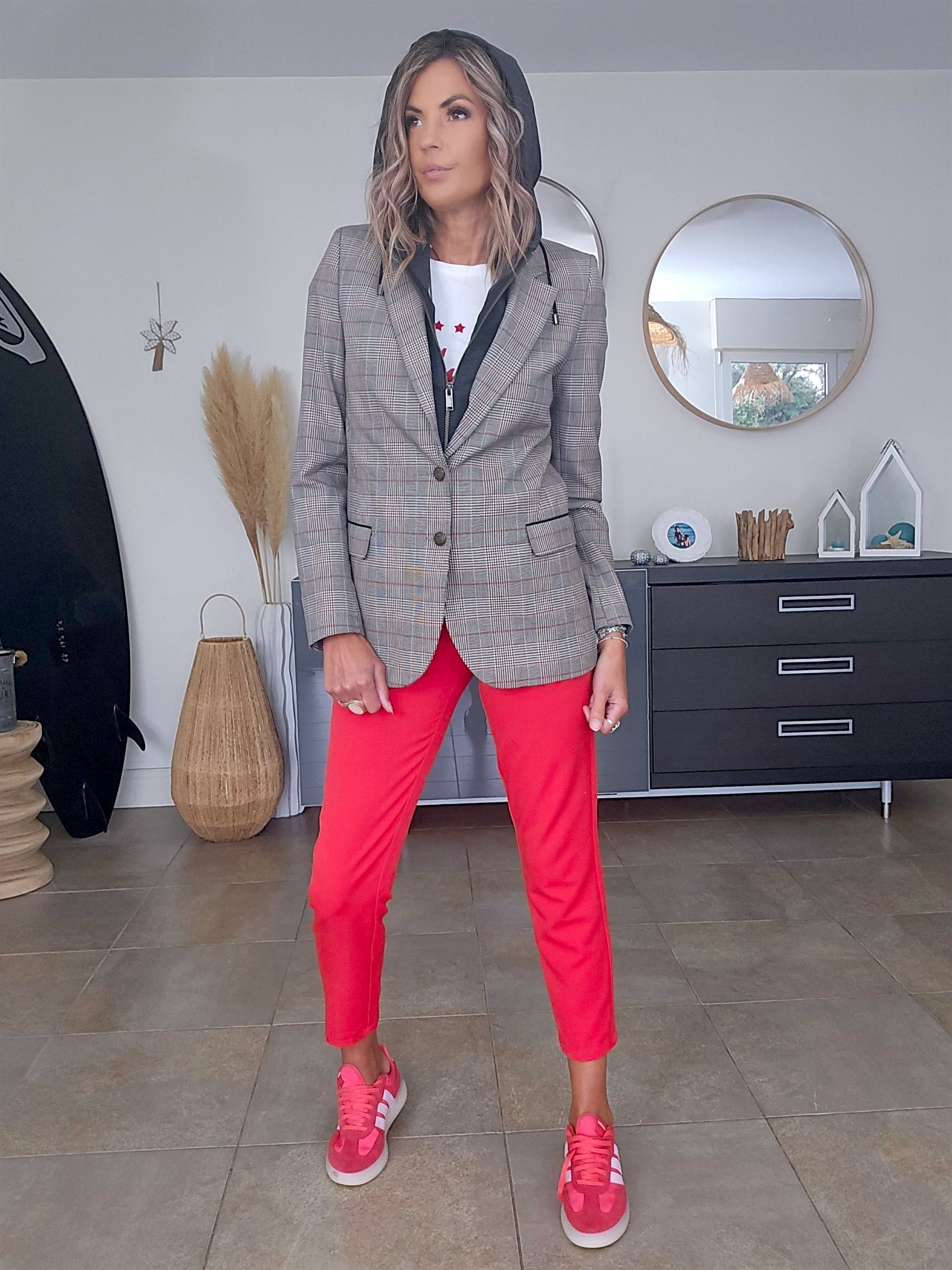 Veste carreaux à capuche