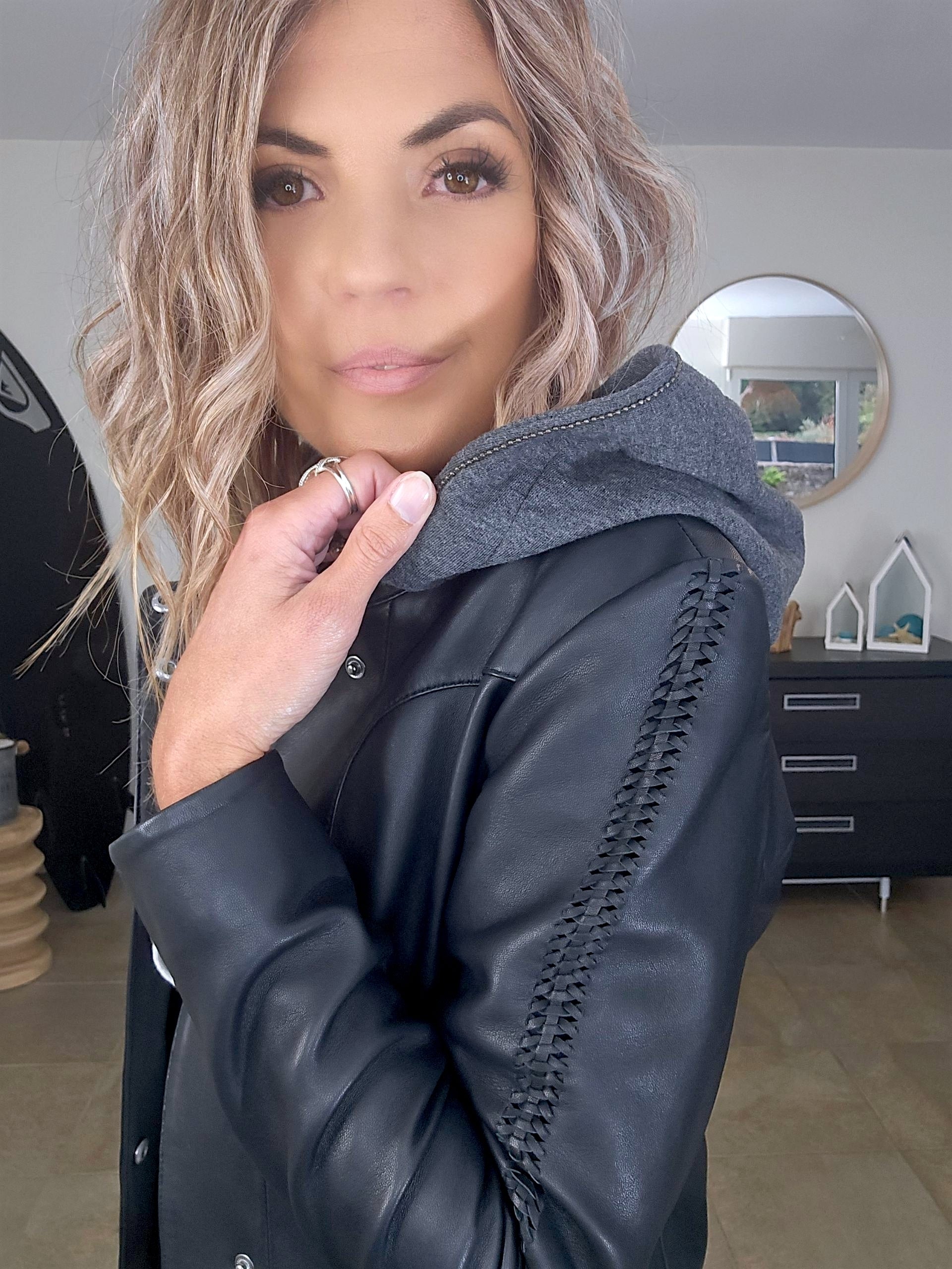 Bombers noir cuir véritable