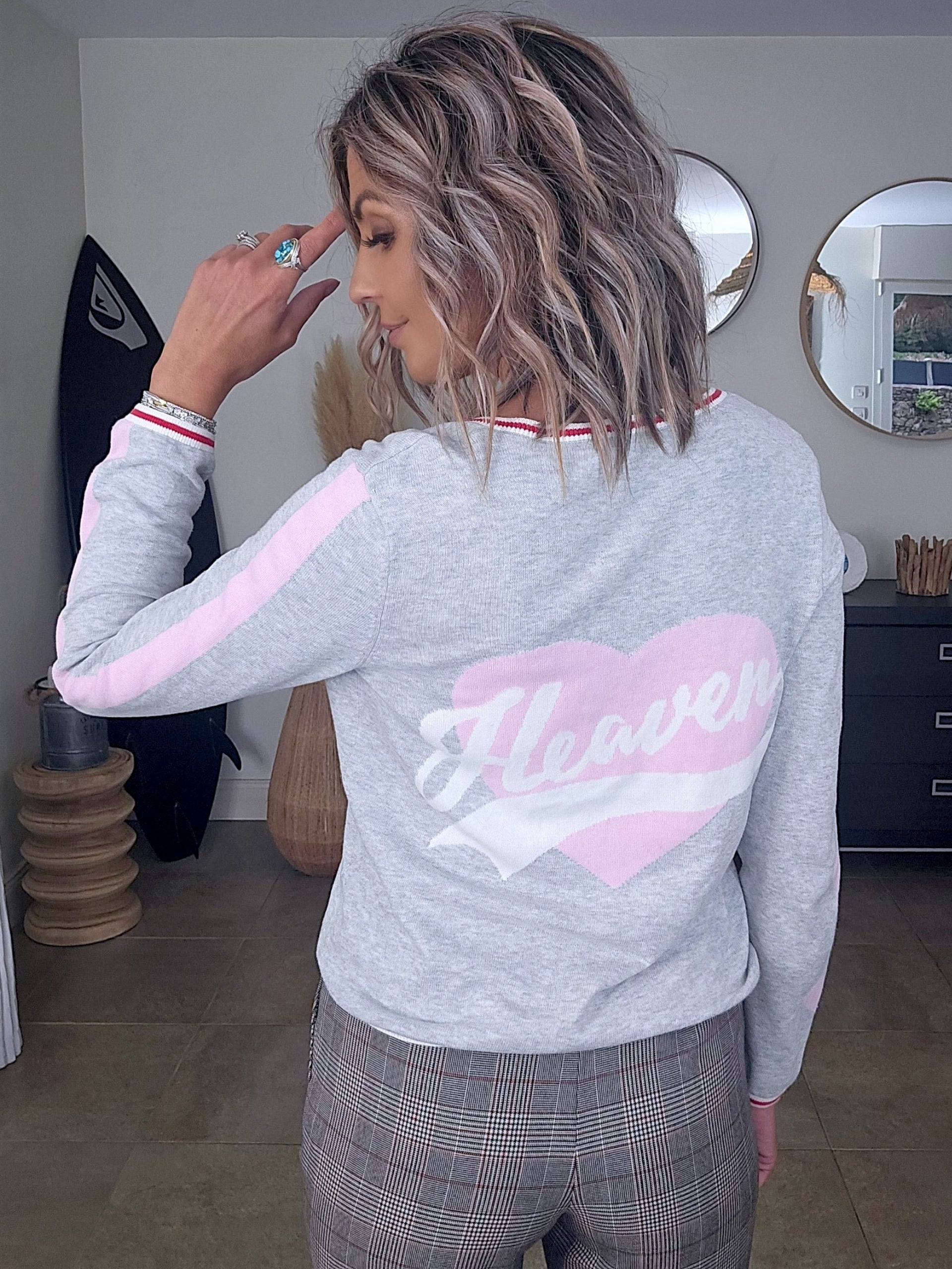 Cardigan Love gris clair