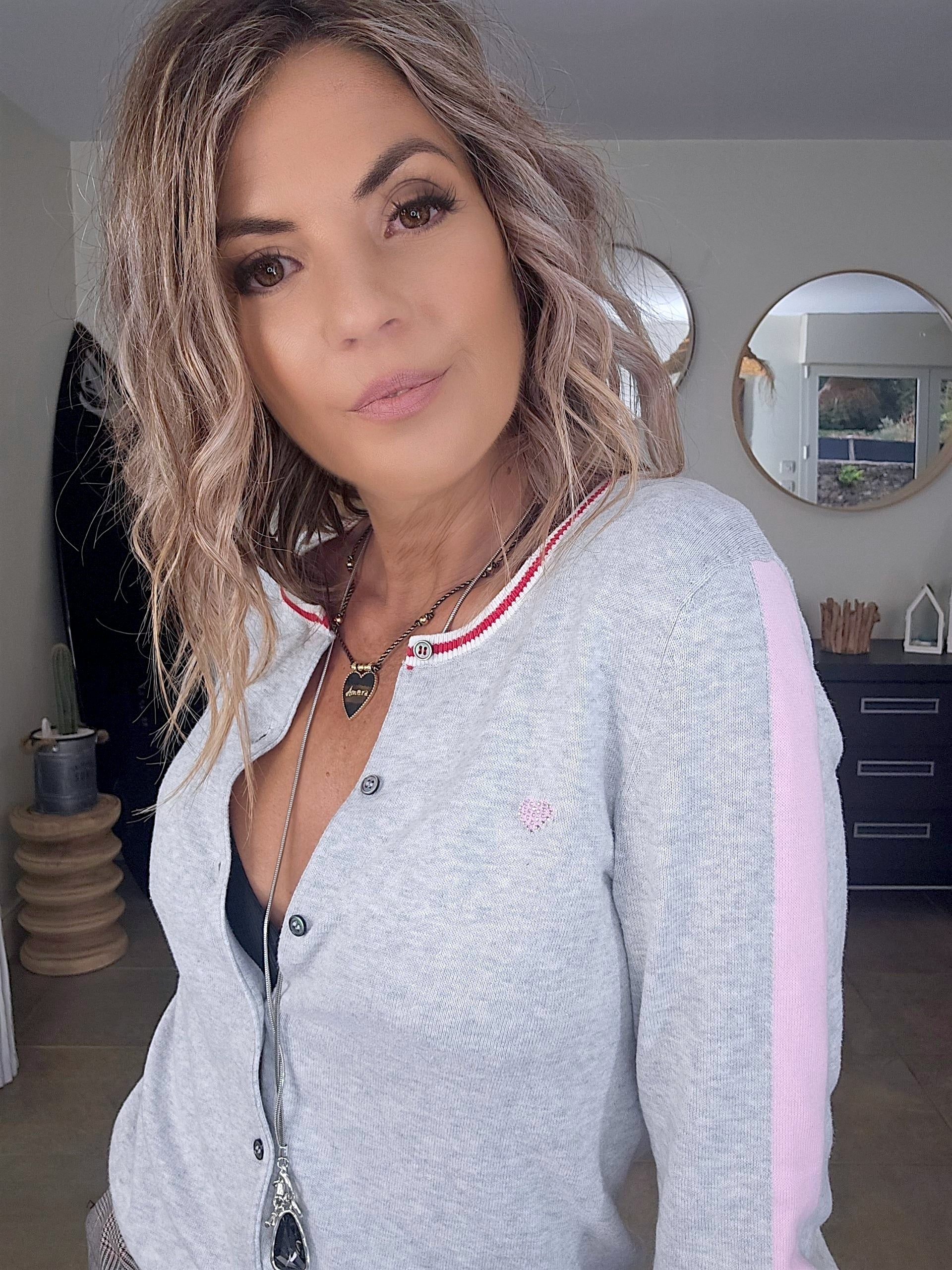 Cardigan Love gris clair